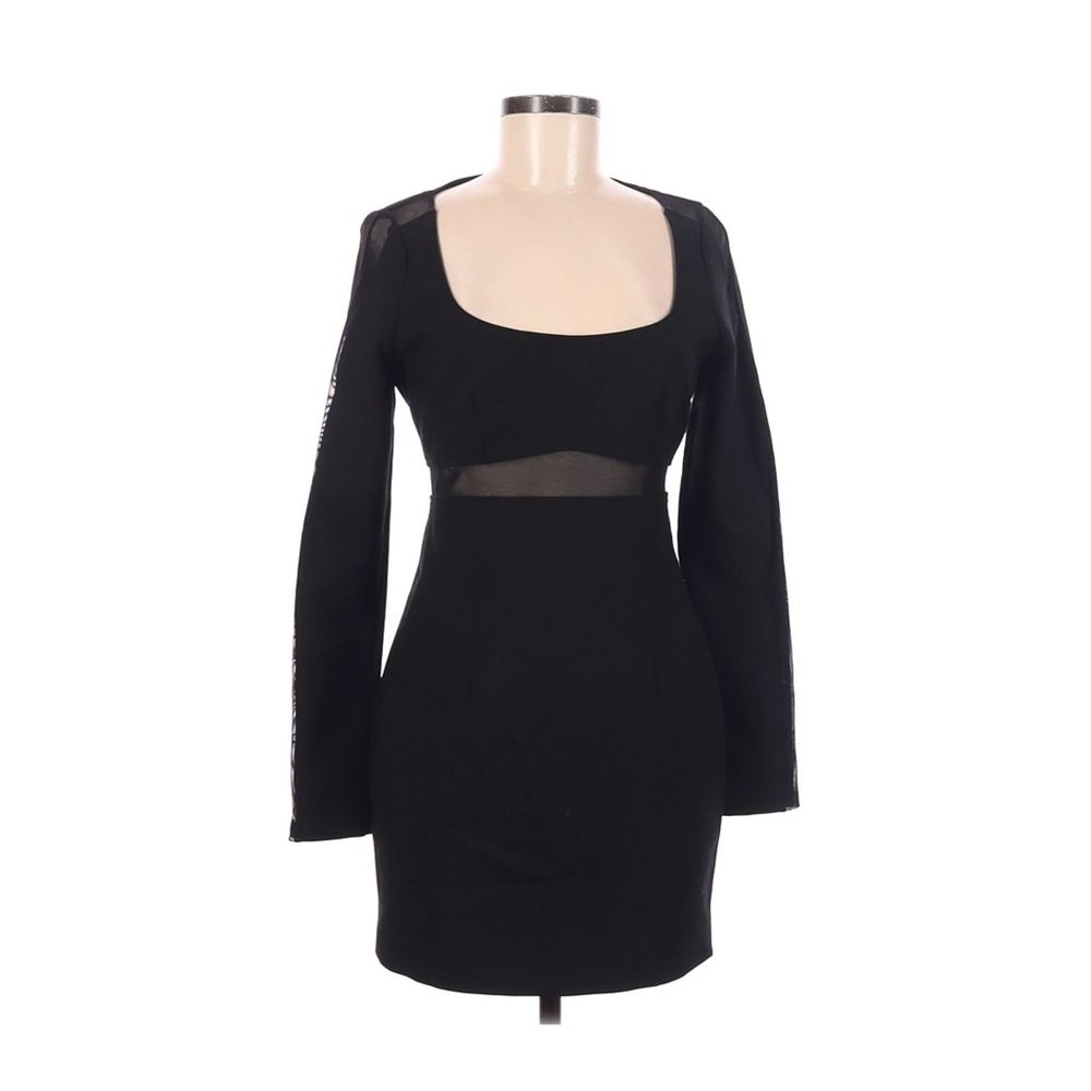 NWT Cinq a Sept Celia Black Mesh Bodycon Dress Size 6 - Picture 6 of 7